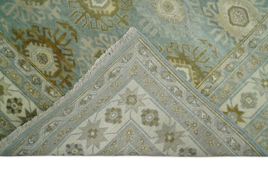 Traditional Hand Knotted Khottan Blue and Beige 8x10 Fine Vintage Persian Style Antique Silk Rug | CP535810