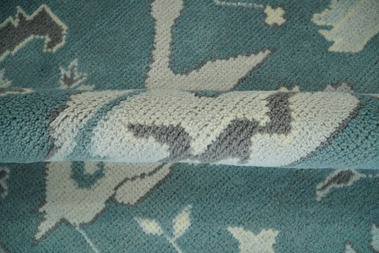 Hand Knotted 8x10 Vintage Oriental Traditional Blue and Ivory Wool Area Rug | CP217810