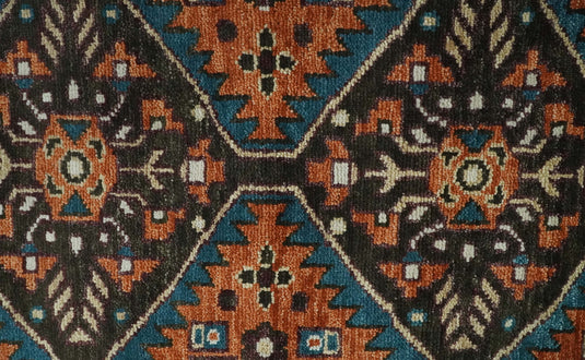 Rust Brown and Blue Hand Knotted 6x9, 8x10, 9x12 and 10x14 Vintage Antique Persian Wool Area Rug, Bedroom, Living Room and Bedroom - CP810