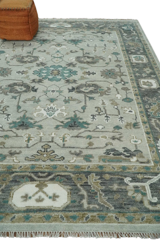 Turkish Wool Oushak Rug, Antique Brown and Silver Hand Knotted 6x9, 8x10, 9x12 and 10x14 Vintage , Bedroom, Living Room and Bedroom - CP807