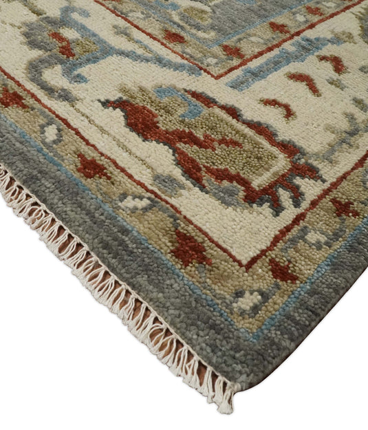 Turkish Wool Oushak Rug, Antique Gray and Beige Hand Knotted 6x9, 8x10, 9x12 and 10x14 Vintage , Bedroom, Living Room and Bedroom - CP742