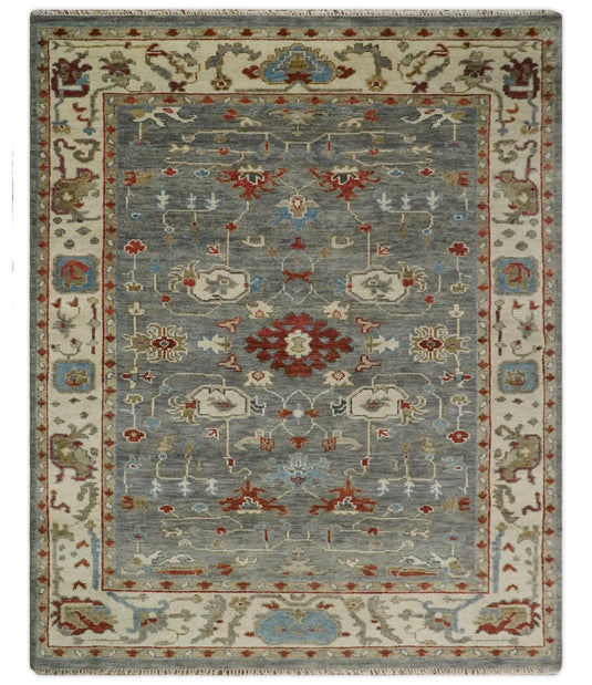 Turkish Wool Oushak Rug, Antique Gray and Beige Hand Knotted 6x9, 8x10, 9x12 and 10x14 Vintage , Bedroom, Living Room and Bedroom - CP742