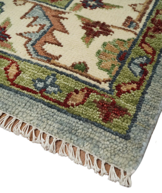 Turkish Wool Oushak Rug, Antique Blue and Beige Hand Knotted 6x9, 8x10, 9x12 and 10x14 Vintage , Bedroom, Living Room and Bedroom - CP790