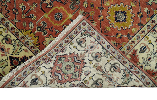 Traditional Vintage Style 8x10 Fine Hand Knotted Terracotta and Beige Antique Wool Rug | CP529810