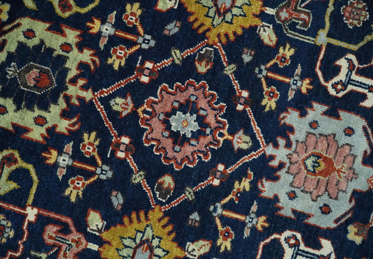Traditional 8x10 Fine Hand Knotted Blue and Ivory Vintage Persian Style Antique Wool Rug | CP528810