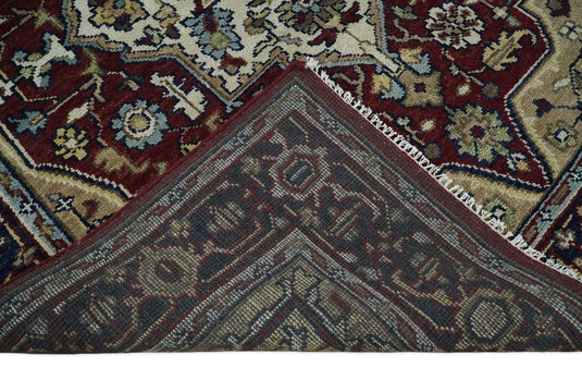 Traditional Hand Knotted Antique 8x10 Maroon and brown Persian Vintage Style Area Rug, Living Room, Bedroom and Dinning Rug | CP434810