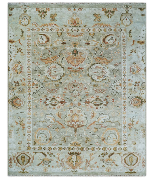 Turkish Wool Oushak Rug, Sage and Silver Hand Knotted 5x8,6x9, 8x10, 9x12, 10x14 and 12x15 Persian Rug, Bedroom, Living Room Rug - CP755