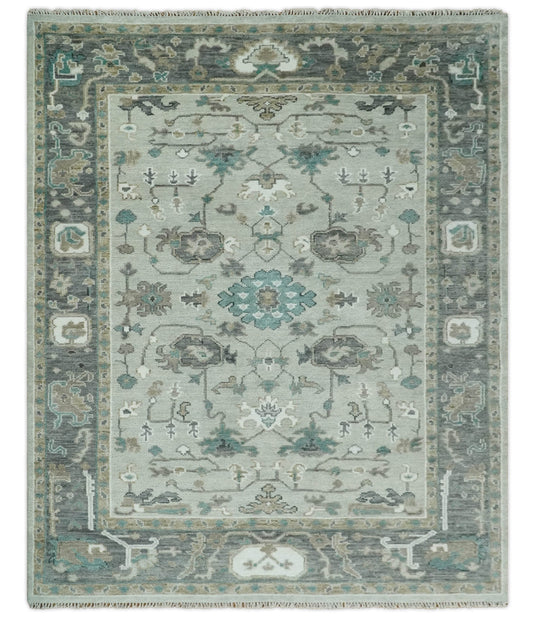 Turkish Wool Oushak Rug, Antique Brown and Silver Hand Knotted 6x9, 8x10, 9x12 and 10x14 Vintage , Bedroom, Living Room and Bedroom - CP807