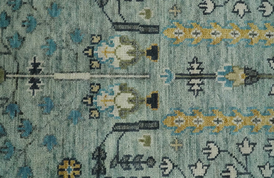 Turkish Wool Oushak Rug, Blue and Ivory Hand Knotted 6x9, 8x10, 9x12 and 10x14 Antique Vintage Style Rug, Bedroom, Living Room Rug