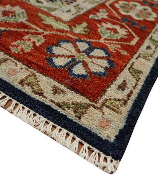 9x12 Large Vintage Persian Traditional Blue and Red Traditional Heriz Serapi Wool Rug | CP680912