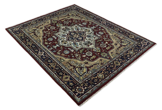 Traditional Hand Knotted Antique 8x10 Maroon and brown Persian Vintage Style Area Rug, Living Room, Bedroom and Dinning Rug | CP434810