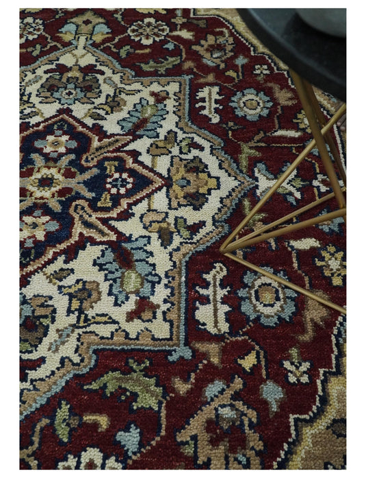 Traditional Hand Knotted Antique 8x10 Maroon and brown Persian Vintage Style Area Rug, Living Room, Bedroom and Dinning Rug | CP434810