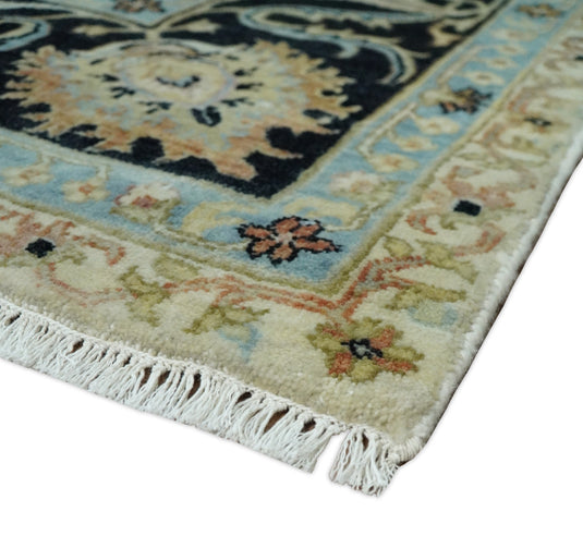 Traditional Fine Hand Knotted Large 9x12 Ivory and Black Vintage Style Mahal Antique Wool Rug, Living Room Rug | CP452912