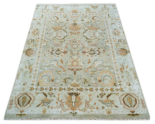 Turkish Wool Oushak Rug, Sage and Silver Hand Knotted 5x8,6x9, 8x10, 9x12, 10x14 and 12x15 Persian Rug, Bedroom, Living Room Rug - CP755