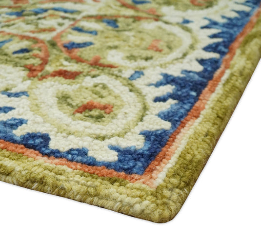 Blue and Beige Persian Style Hand Tufted Oriental Wool Area Rug, Kids, Nursery and Kitchen Rug | MA12