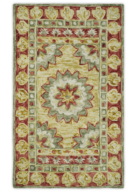 Rust and Beige Persian Style Oriental Hand Tufted  Wool Area Rug, Kids, Living Room, Dinning and Bedroom Rug | MA13