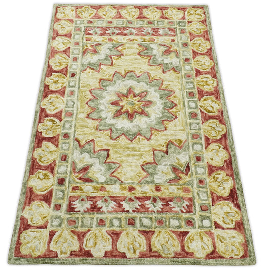 Rust and Beige Persian Style Oriental Hand Tufted  Wool Area Rug, Kids, Living Room, Dinning and Bedroom Rug | MA13