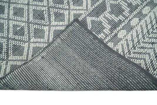 Hand woven 5X8 tribal Woolen Chunky and Soft White and Black Wool Area Rug, Living Room, Bedroom and Dinning Rug | MA20