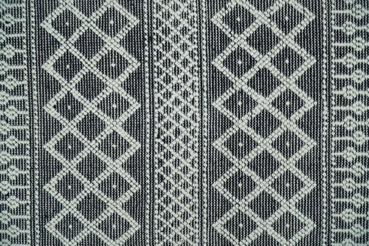 Hand woven 5X8 tribal Woolen Chunky and Soft White and Black Wool Area Rug, Boho Kids, Living room, Dinning Room and Bedroom rug | MA22