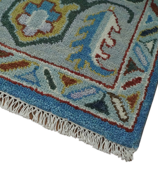 Traditional Hand knotted Oushak 8x10 Wool Persian Blue , Silver and Red Vibrant Colorful Area Rug | CP829810