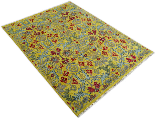 8x10 Vibrant Bohemian Handmade Design Gold , Blue and Red made with fine wool Area Rug | CP318810