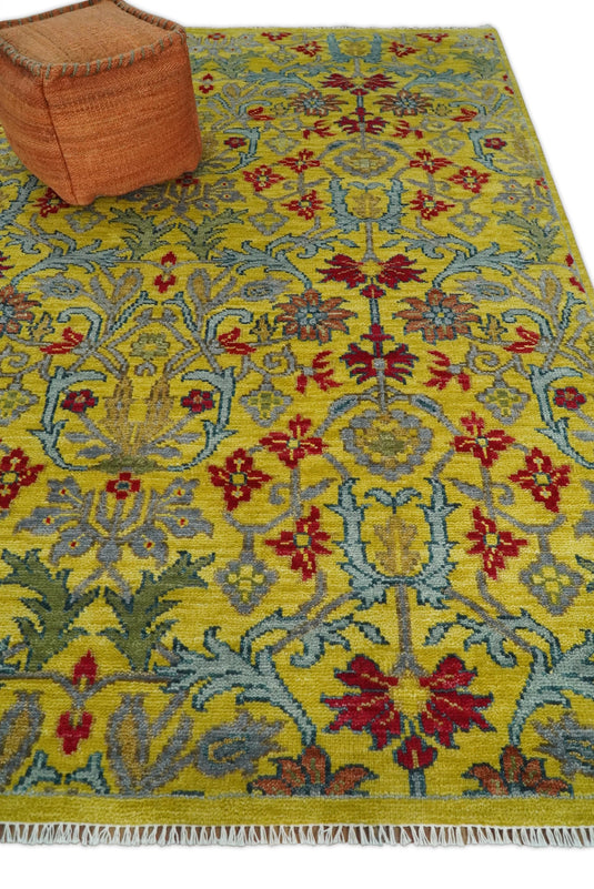 8x10 Vibrant Bohemian Handmade Design Gold , Blue and Red made with fine wool Area Rug | CP318810