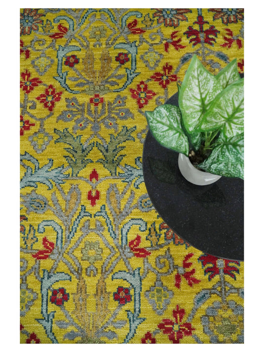 8x10 Vibrant Bohemian Handmade Design Gold , Blue and Red made with fine wool Area Rug | CP318810