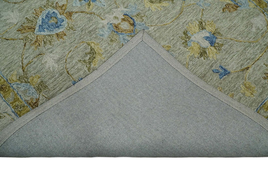 Hand Tufted Persian Style 5X8 Blue and Beige Floral Wool Area Rug, Kids room, Kitchen and bedroom rug | MA24