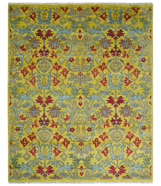 8x10 Vibrant Bohemian Handmade Design Gold , Blue and Red made with fine wool Area Rug | CP318810