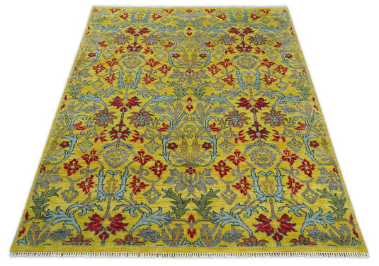 8x10 Vibrant Bohemian Handmade Design Gold , Blue and Red made with fine wool Area Rug | CP318810