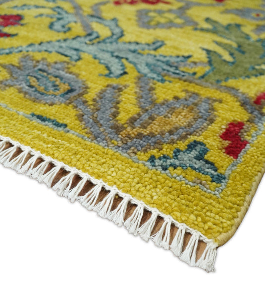 8x10 Vibrant Bohemian Handmade Design Gold , Blue and Red made with fine wool Area Rug | CP318810