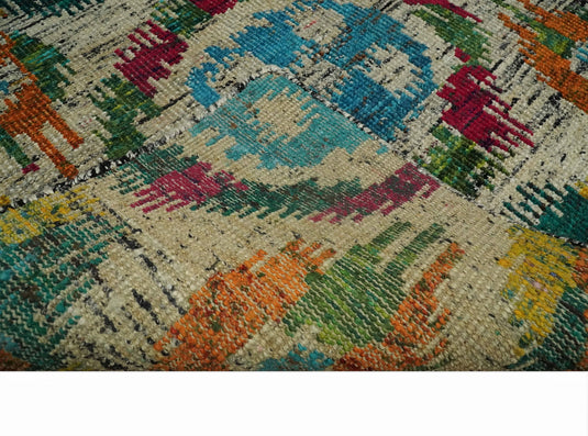 Hand Knotted Persian made of Recycled Silk Area Rug, 4.5x6.5, Multicolored | OP66