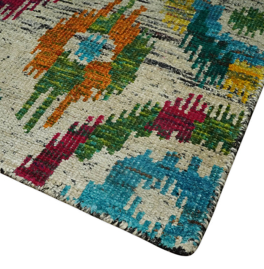 Hand Knotted Persian made of Recycled Silk Area Rug, 4.5x6.5, Multicolored | OP66