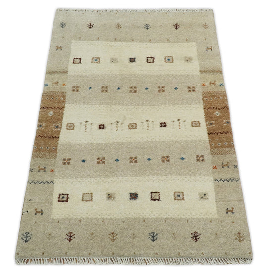 Natural Color 3x5 Southwestern Kazak Entryway Rug, Traditional Vintage handknotted  Rug | CP37835