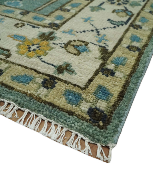 Turkish Wool Oushak Rug, Blue and Ivory Hand Knotted 6x9, 8x10, 9x12 ,10x14 and 12x15 Vintage Persian Rug, Bedroom, Living Room Rug - CP599S