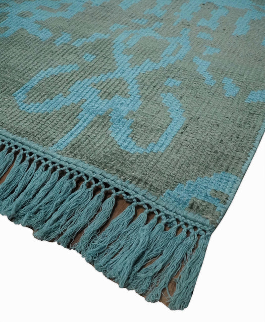 Hand Knotted Modern Persian Style Contemporary Art Silk Area Rug, Blue and gray rug, 4.5x6.5 | OP133