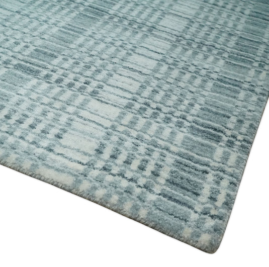 Flatwoven Modern Hand Made striped Scandinavian Blended Wool Area Rug, Ivory, Silver and Grey, 8X10 | KE02810