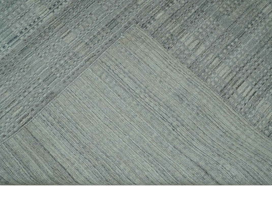 Hand Made Shaded Scandinavian Blended Wool Flatwoven Area Rug, Beige and grey, 8x10 | KE10810