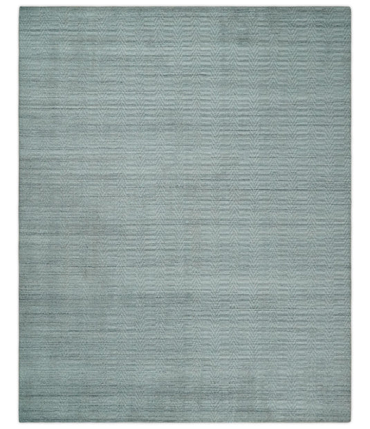 Flatwoven Hand Made Solid Scandinavian Blended Wool Area Rug, Silver, grey and Brown, 8x10 | KE12810