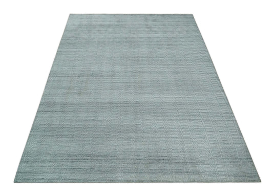 Flatwoven Hand Made Solid Scandinavian Blended Wool Area Rug, Silver, grey and Brown, 8x10 | KE12810