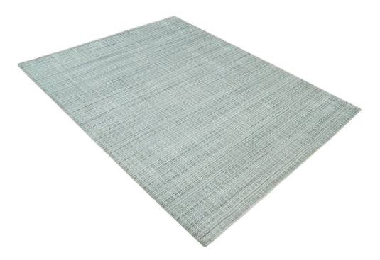 Flatwoven Hand Made Shaded Scandinavian Blended Wool Area Rug, White, Camel and Grey, 8x10 | KE25