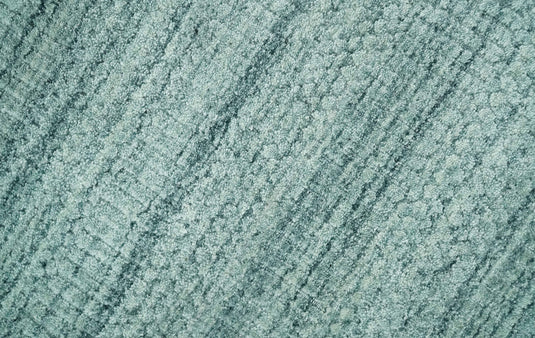 Hand Made Solid Scandinavian Blended Wool Flatwoven Area Rug, Silver and Teal, 8x10 | KE27