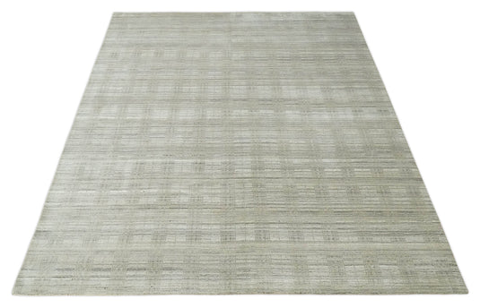 Flatwoven Shaded Scandinavian Hand Made Blended Wool Area Rug, Beige, Camel and Brown, 8x10 | KE34810