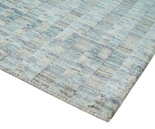 Solid Hand Made Scandinavian Blended Wool Flatwoven Area Rug, Camel, Silver and Brown, 8x10 | KE35