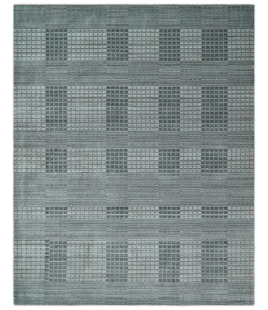 Flatwoven Ombre Hand Made Scandinavian Blended Wool Area Rug, Blue, Peach, brown and Mustard, 8x10 | KE39810