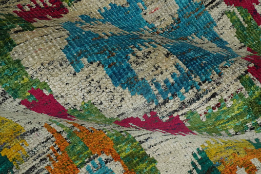 Hand Knotted Persian made of Recycled Silk Area Rug, 4.5x6.5, Multicolored | OP66