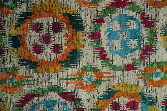 Hand Knotted Persian made of Recycled Silk Area Rug, 4.5x6.5, Multicolored | OP66