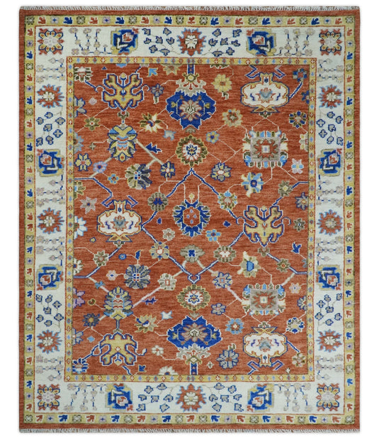 9x12 Red, Gold and White Traditional Hand Knotted Rug, Living Room, Bedroom and Dinning Rug | CP752912