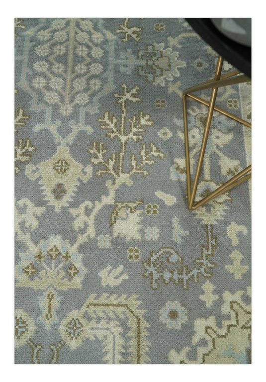 Traditional Silver, Beige and Brown Hand knotted 6x9 Vintage Oriental Oushak Area Rug, Living Room, Dinning and Kitchen Rug | CP80869