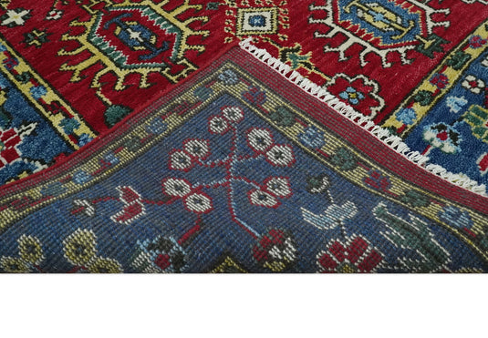 Antique Area 8x10 Red, Gold and Blue Traditional Hand Knotted Rug, Living Room, Bedroom and Dinning Rug | CP813810